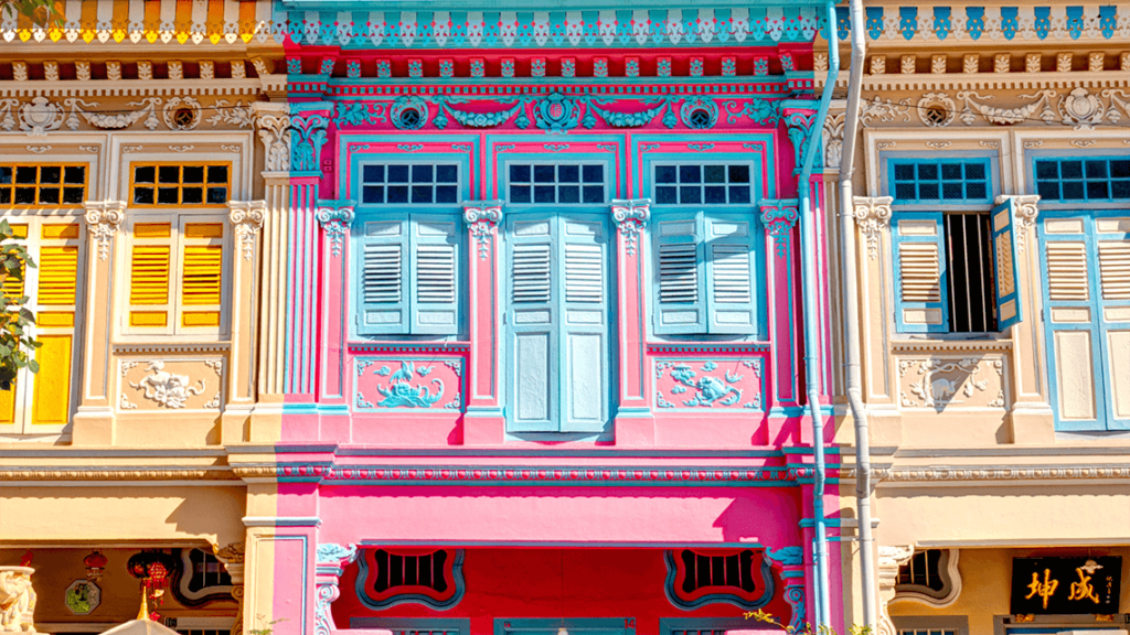 bright coloured houses in koon seng road