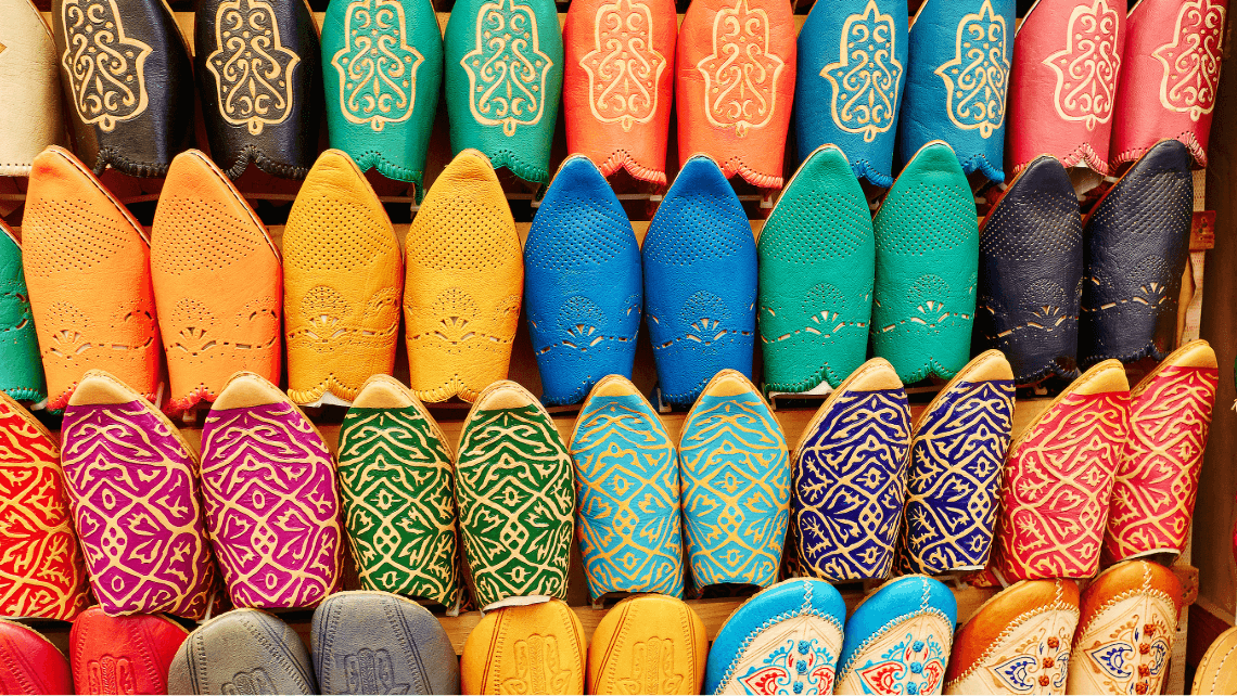 Moroccan Bouche Slippers in the souks