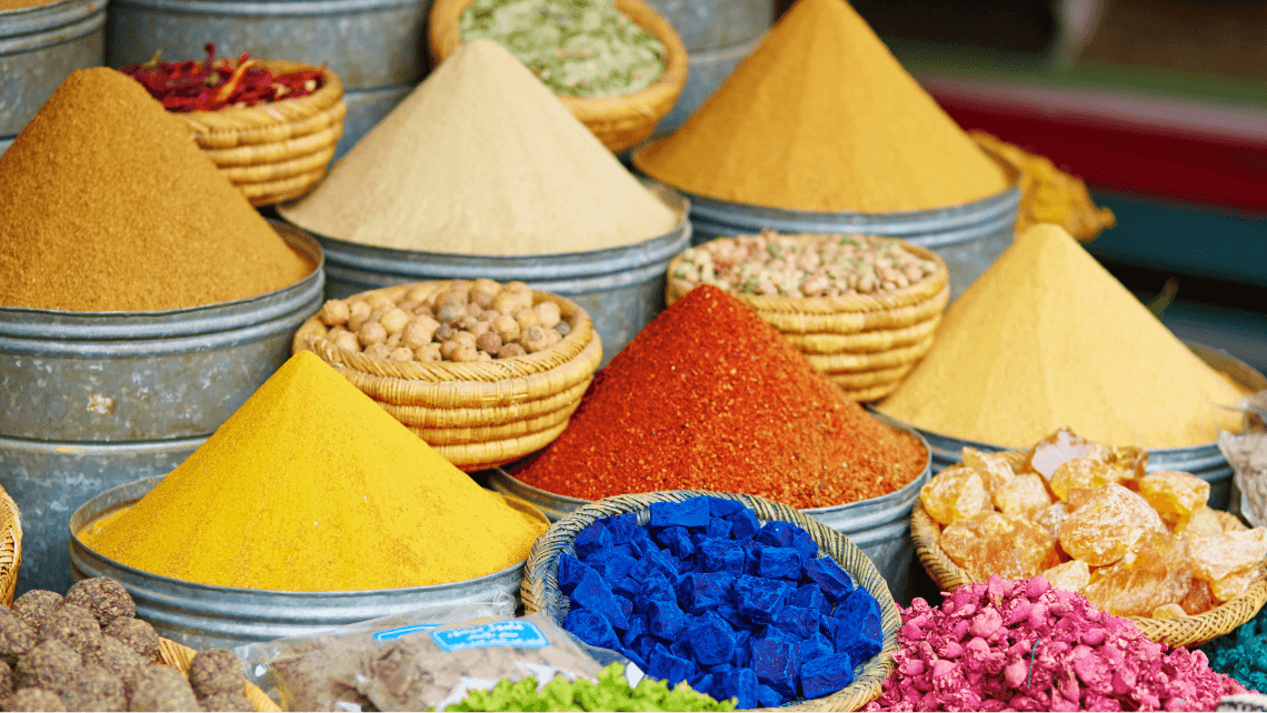 herbs and spices in the souks in morocco